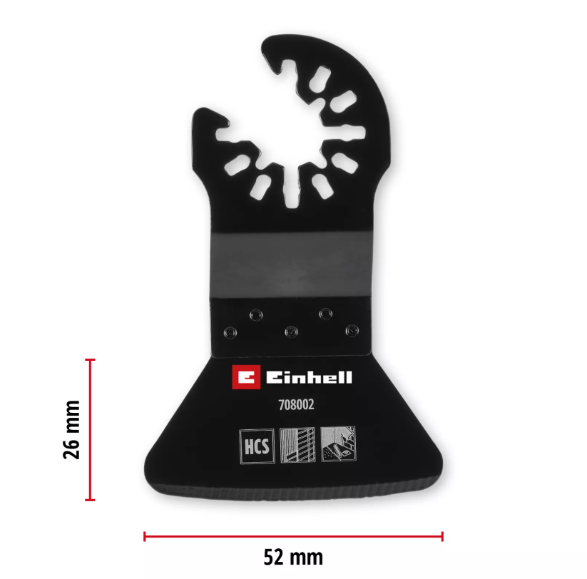 Dimensioni raschietto rigido HCS 52 mm Einhell con misure tecniche