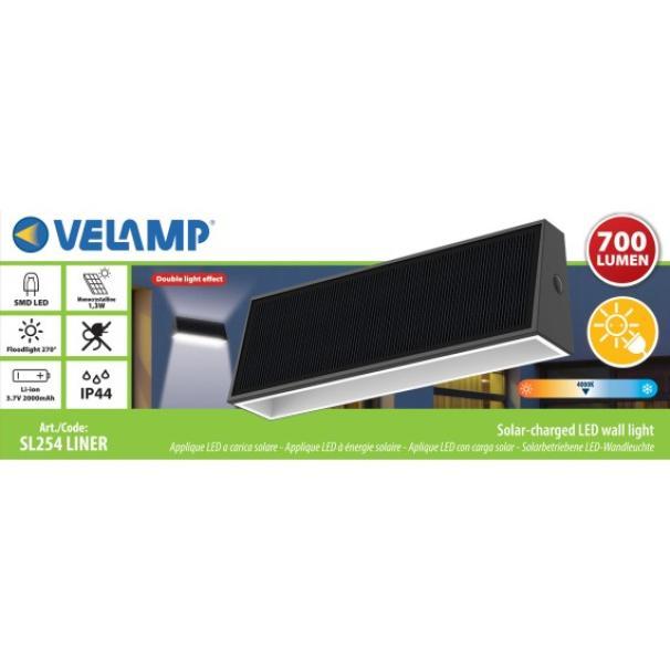 Applique Velamp LED Solare da Esterno con Sensore di Movimento 4000K IP44 - SL254 02