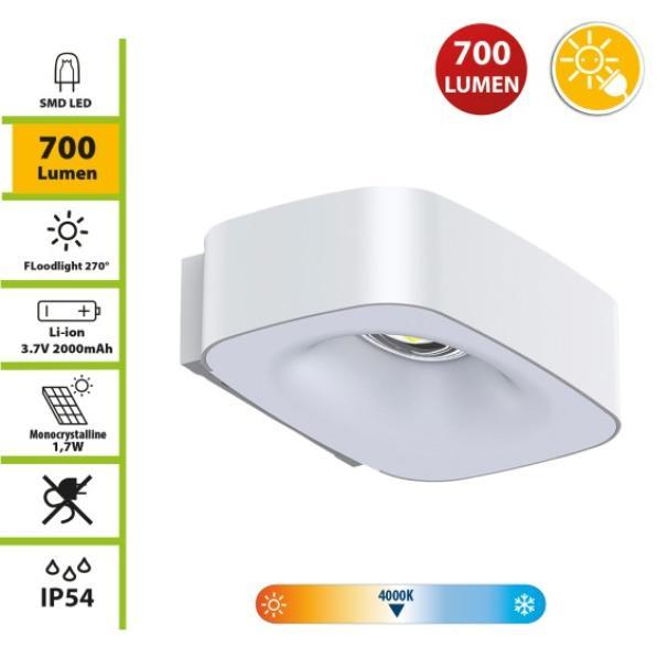 Applique Velamp Solare LED da Esterno con Sensore di Movimento Bianca 4000K IP44 - SL249 05