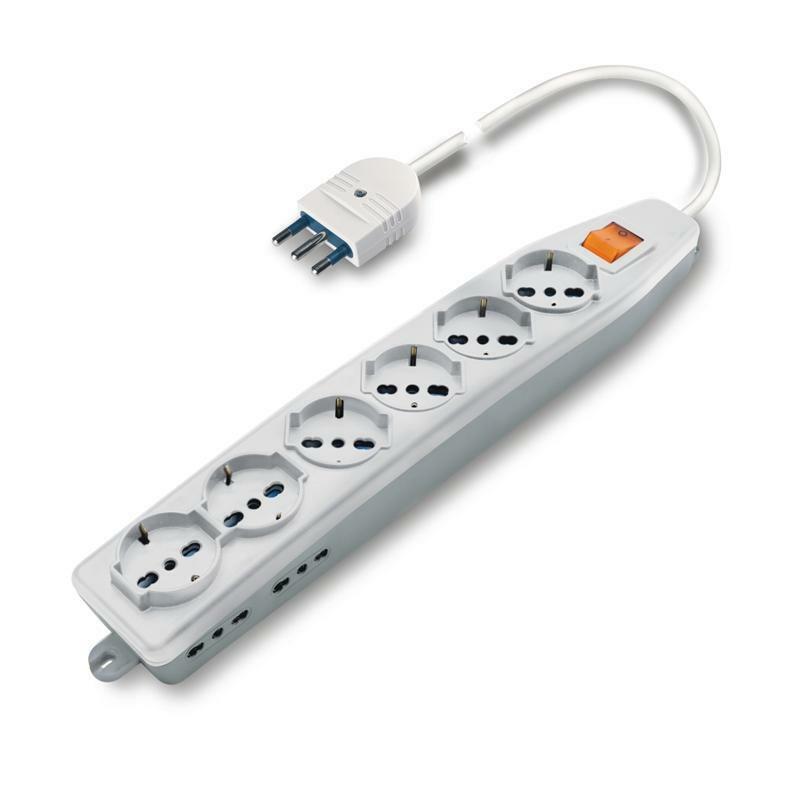 scame scame presa  multipla ciabatta  6 prese shuko +4 prese bipasso sul lato 16a con interruttore 161.60511.r - foto 1