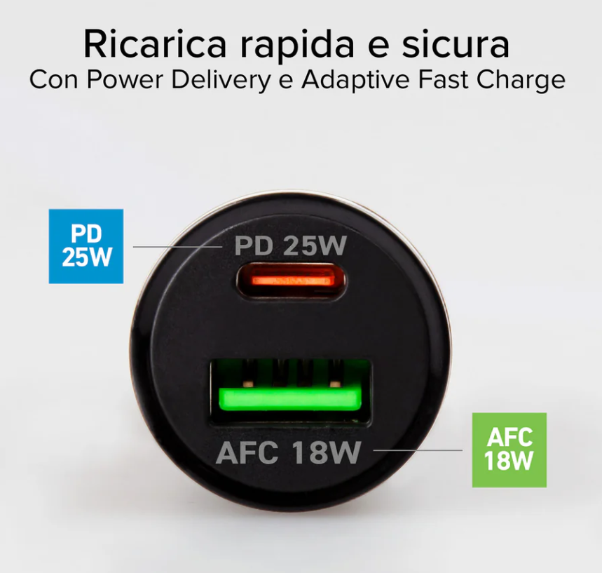 Caricatore auto SBS Ricarica ultra rapida 25 Watt con Power Delivery (PD) - TECRPD25W 03