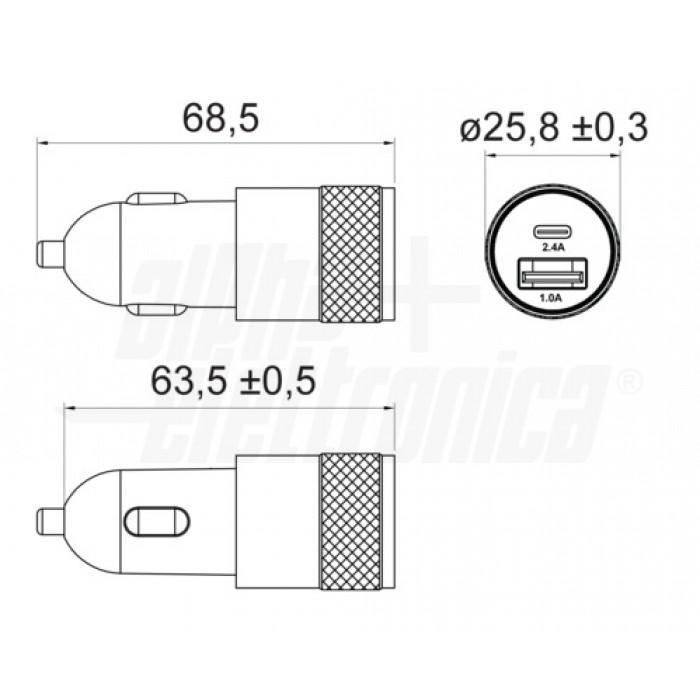 Caricatore Auto USB Alpha elettronica da Presa Accendisigari 12/24V - KR115 03