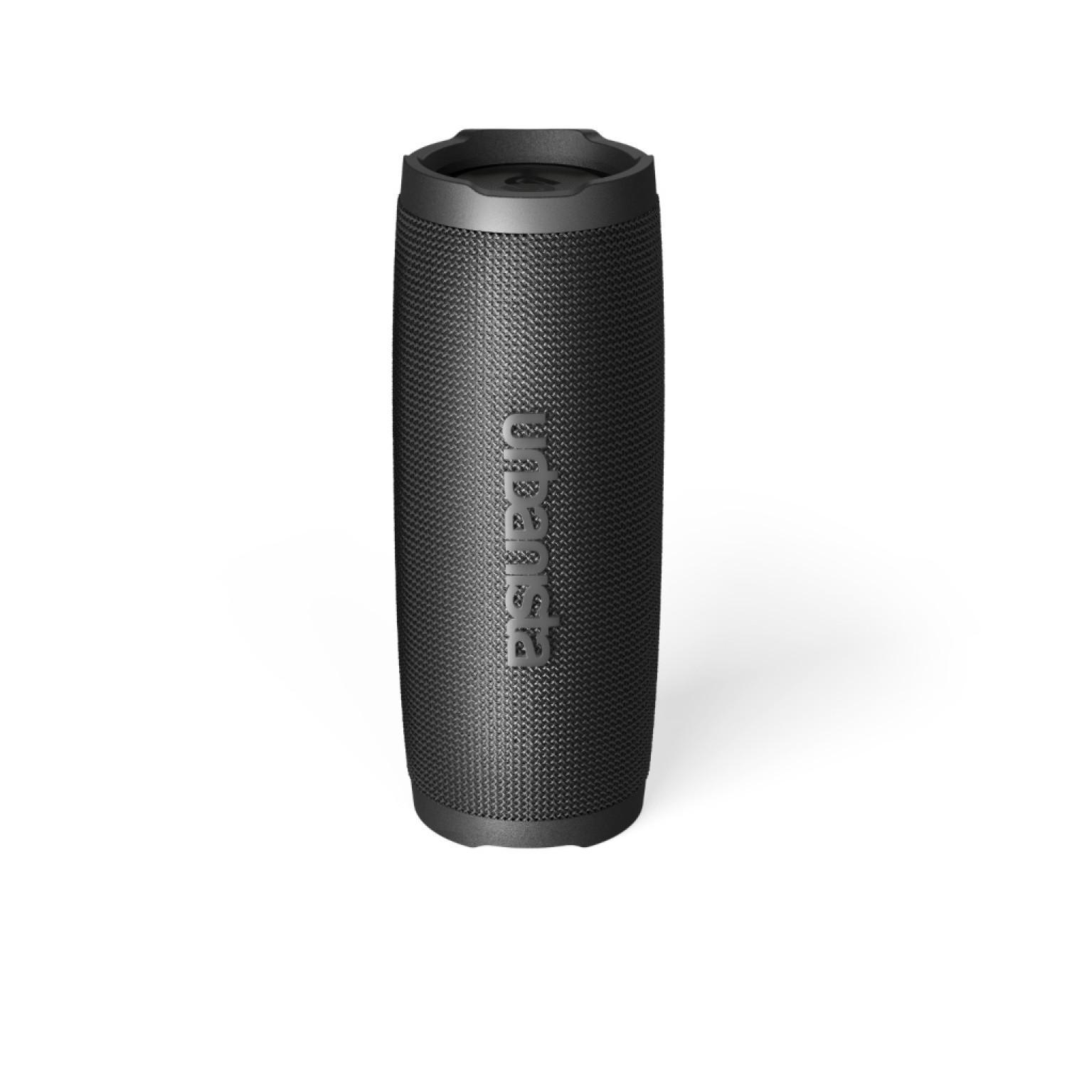 speaker portatile nero cilindrico vista frontale design robusto