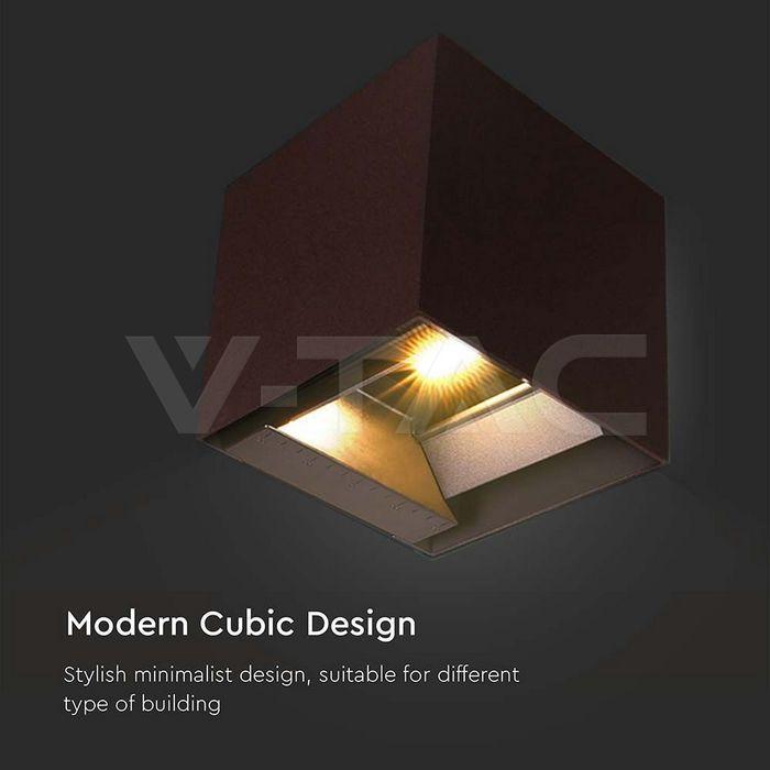 Lampada LED Solare V-Tac da Giardino a Cubo 9W colore corten - 23824 05