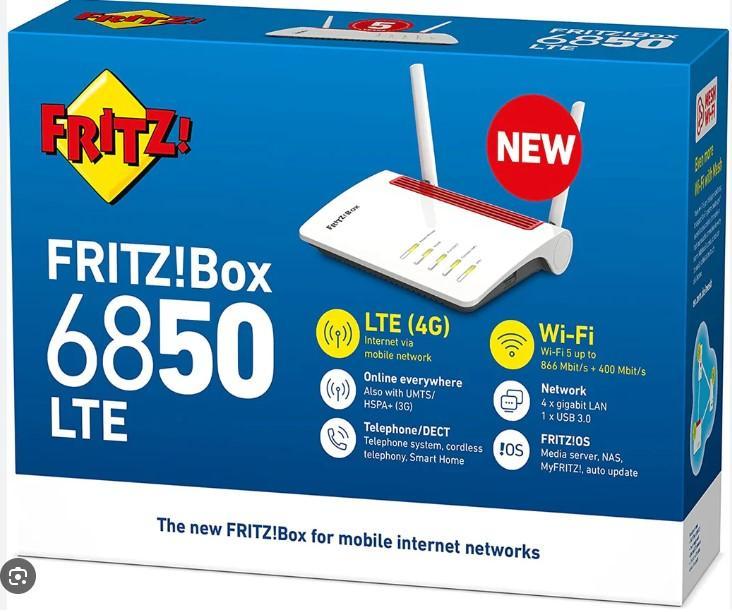 Router 4G LTE fRITZ BOX 6850 Dual-Band Wi-Fi 5 con 4 Porte Gigabit - 20002926 02
