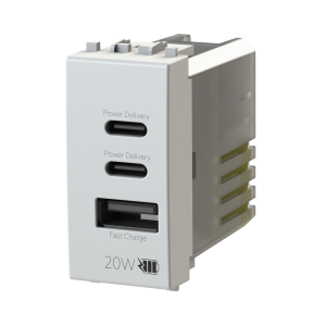 Caricatore da incasso forbox  2 porte usb 20w tipo c + tipo a compatibile con vimar arké - 4busb20wcca.v19b