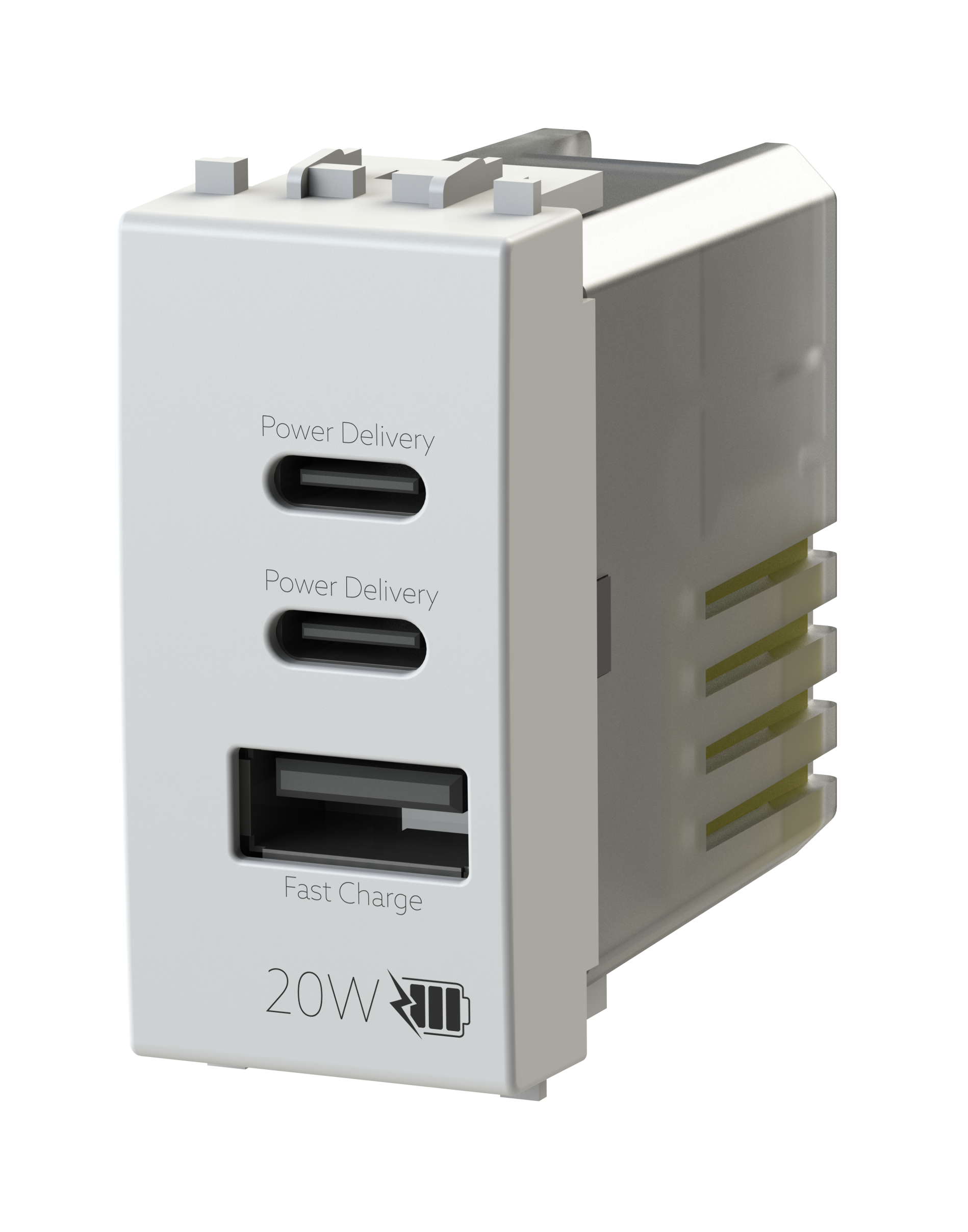 Caricatore da Incasso Forbox  2 Porte USB 20W Tipo C + Tipo A compatibile con Vimar Arku00e9 - 4BUSB20WCCA.V19B 01
