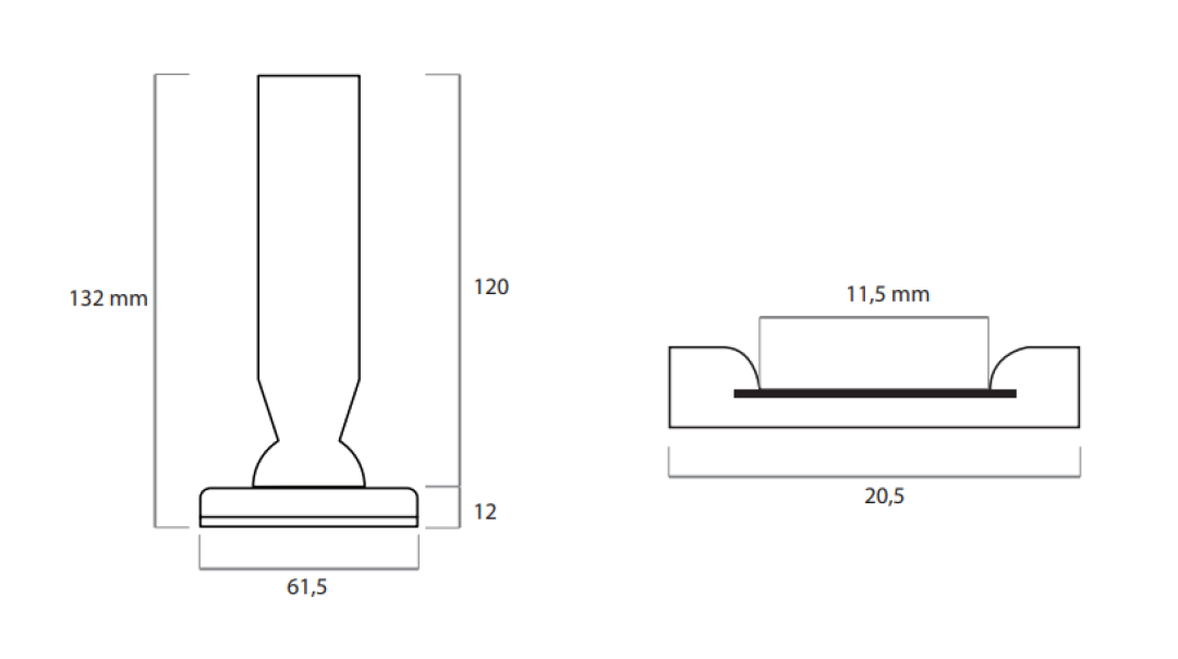 disegno tecnico attacco e profilo bandella sistema fissaggio strip led