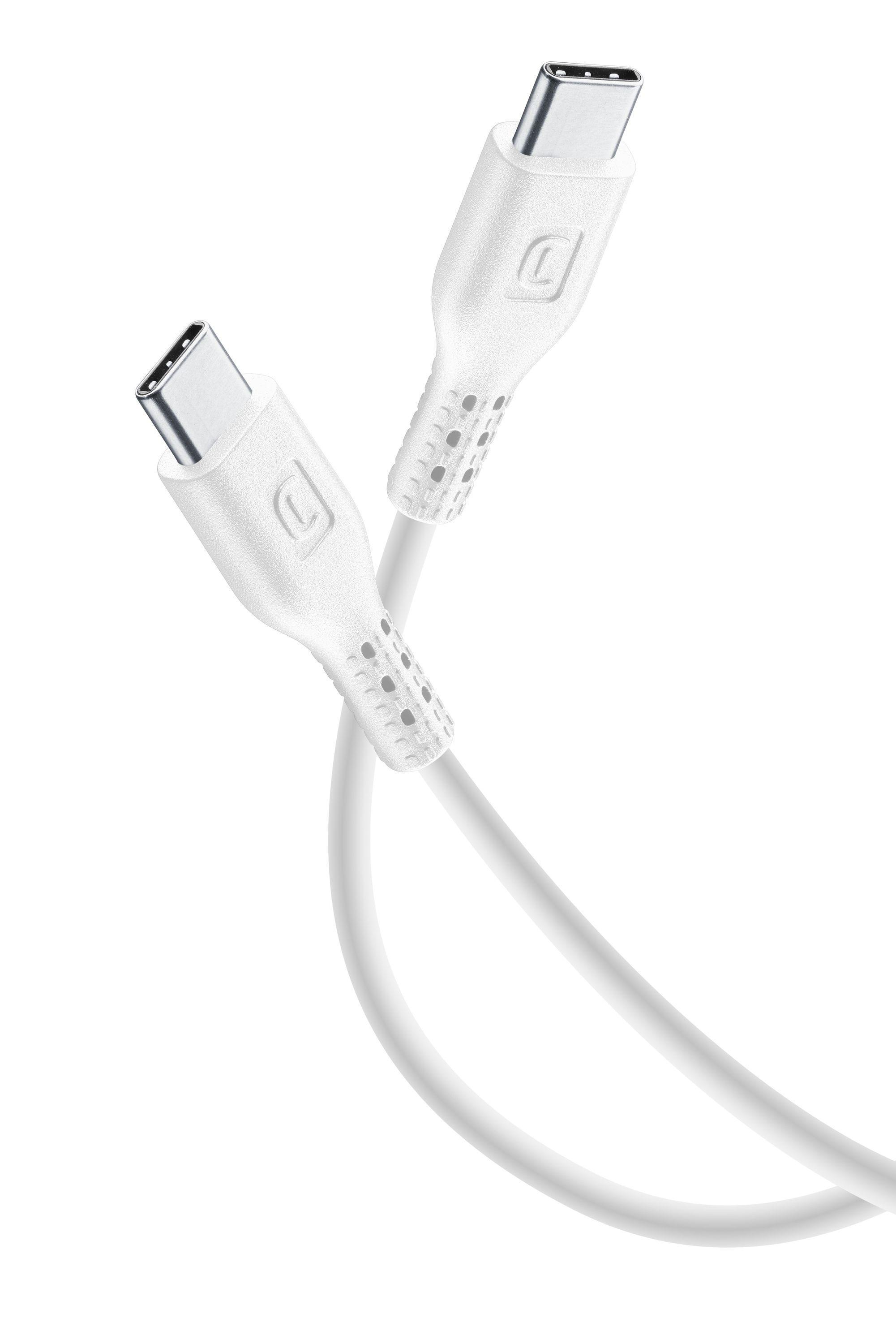 Cavo dati USB C USB C 1,2 metri bianco Cellular Line con doppio connettore resistente per ricarica e trasferimento dati