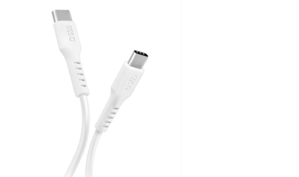 Cavo USB Type-C 2.0 SBS bianco dettaglio doppio connettore type-c vista ravvicinata