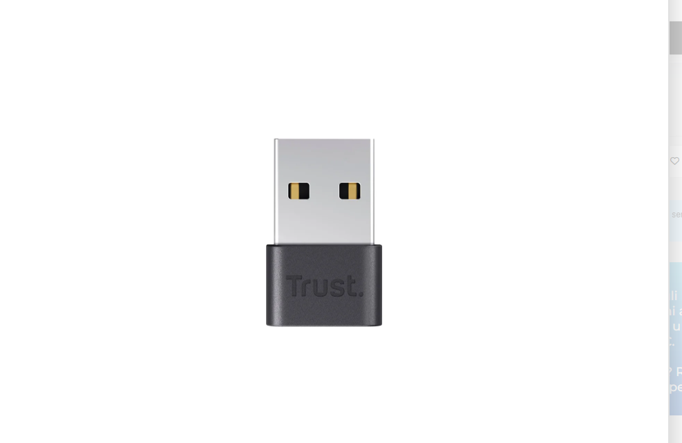 adattatore bluetooth usb 5.3 trust collegato a laptop per connessione wireless