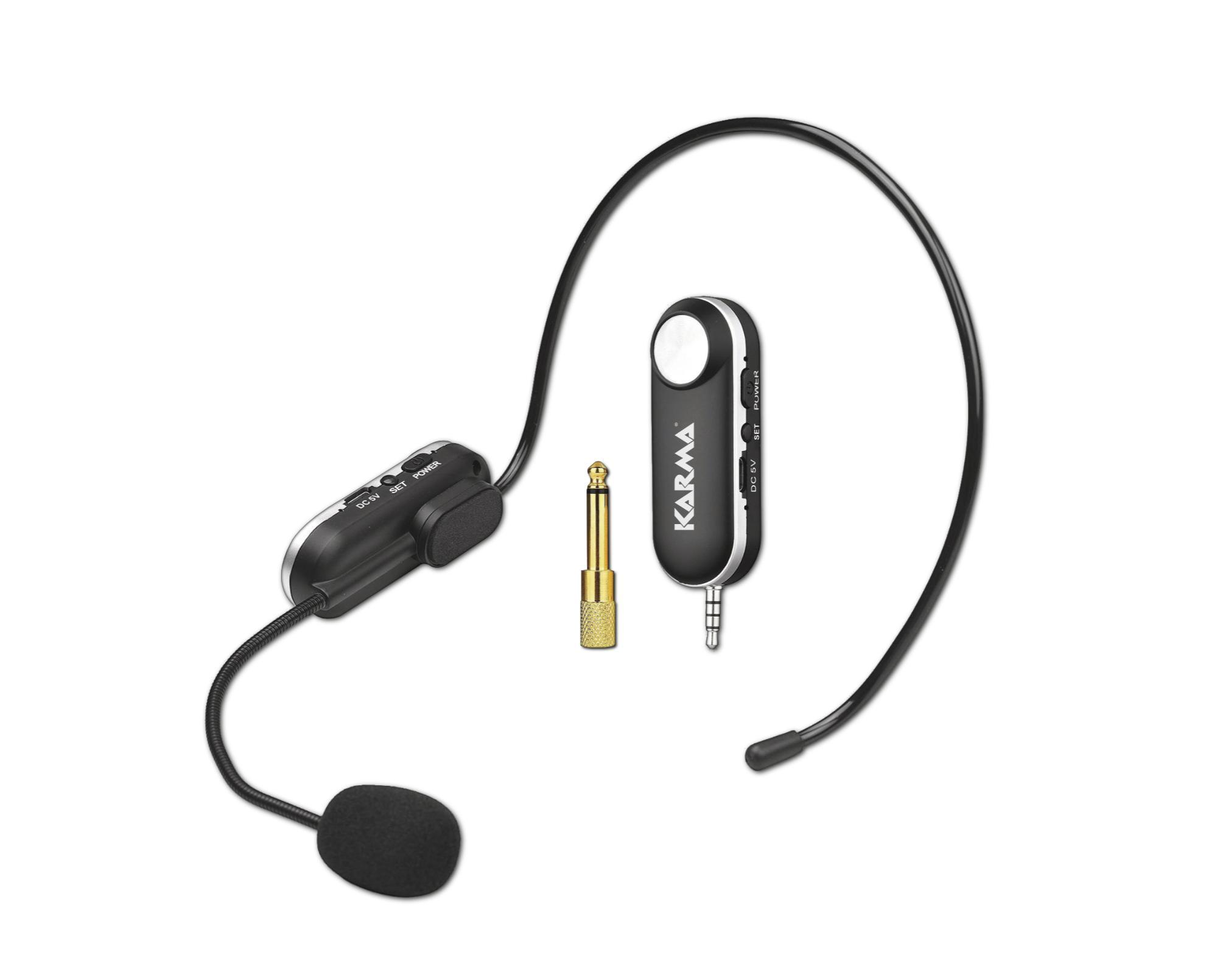 radiomicrofono uhf ad archetto ricaricabile con ricevente jack karma master 25