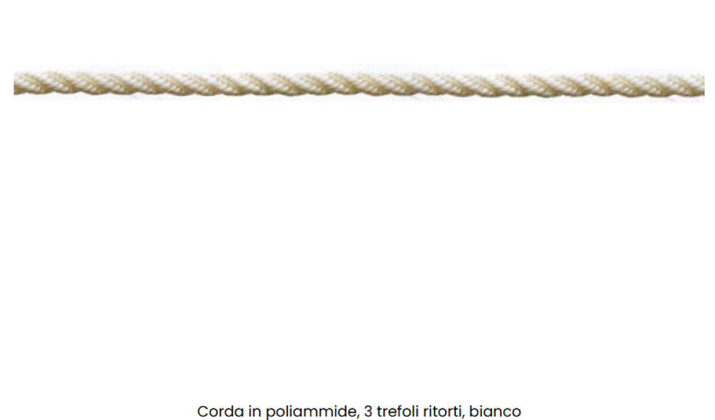dettaglio corda bianca in poliammide a tre trefoli ritorti