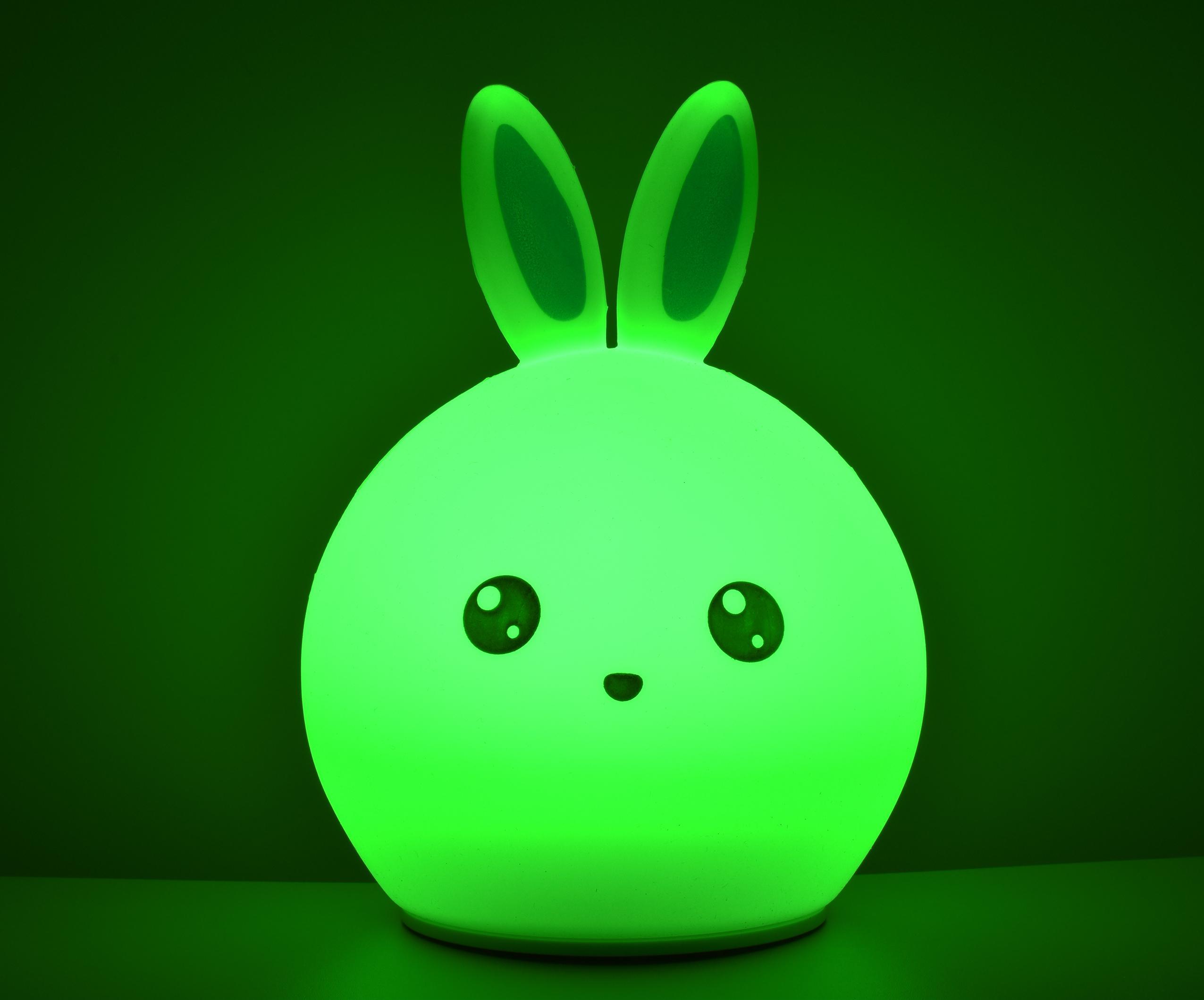 lampada da notte led a forma di coniglio con illuminazione verde per bambini