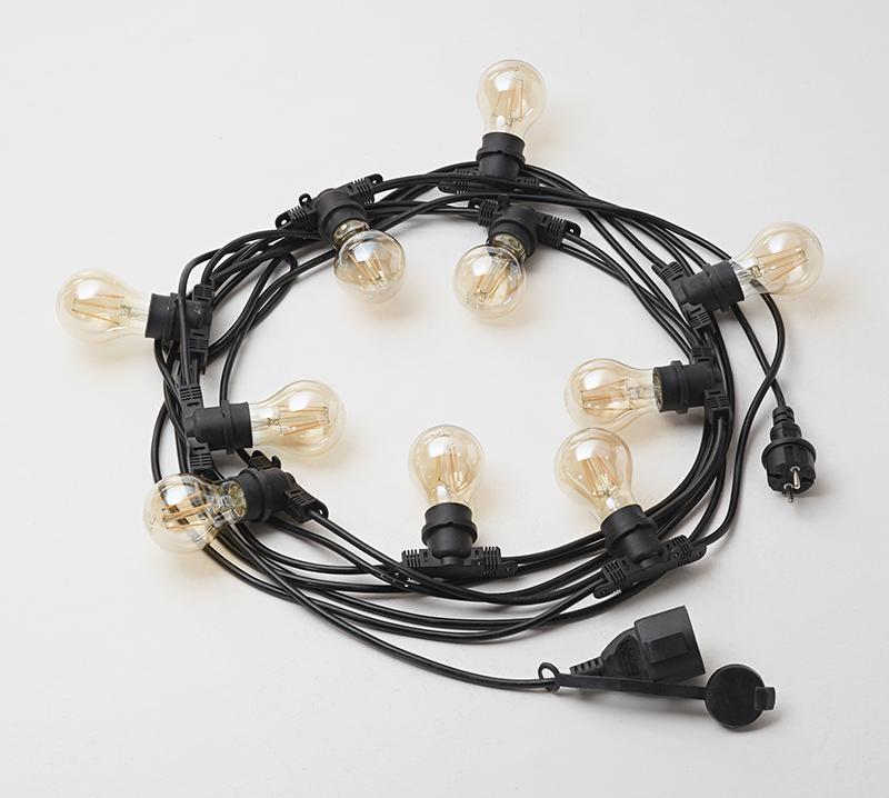 Catena Luminosa Gealuce da Esterno 10u202fm con 10 Portalampade E14 IP44 Nero - GFIN02 01