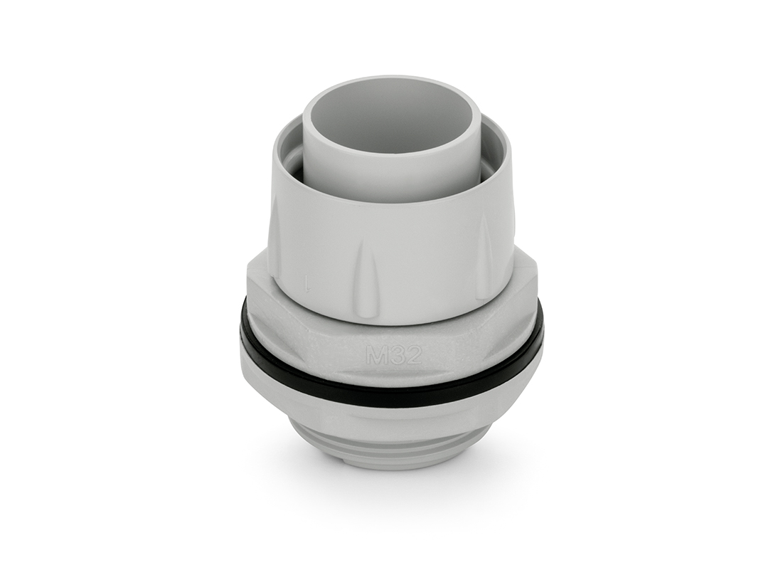 giunto scatola guaina in plastica grigia per collegamento scatola e guaina impianti elettrici scame