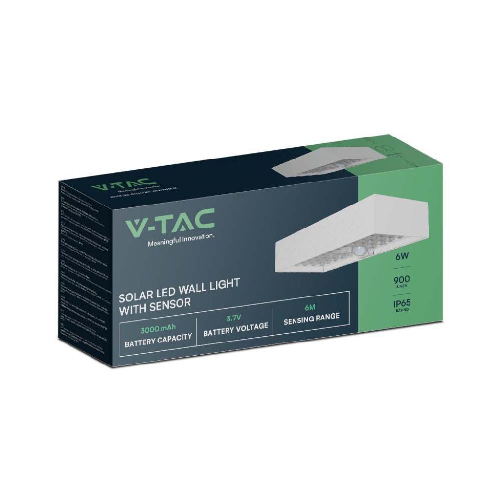 Lampada LED V-tac da Muro 6W Con Pannello Solare e Sensore PIR Colore Bianco 4000K - 10308 01