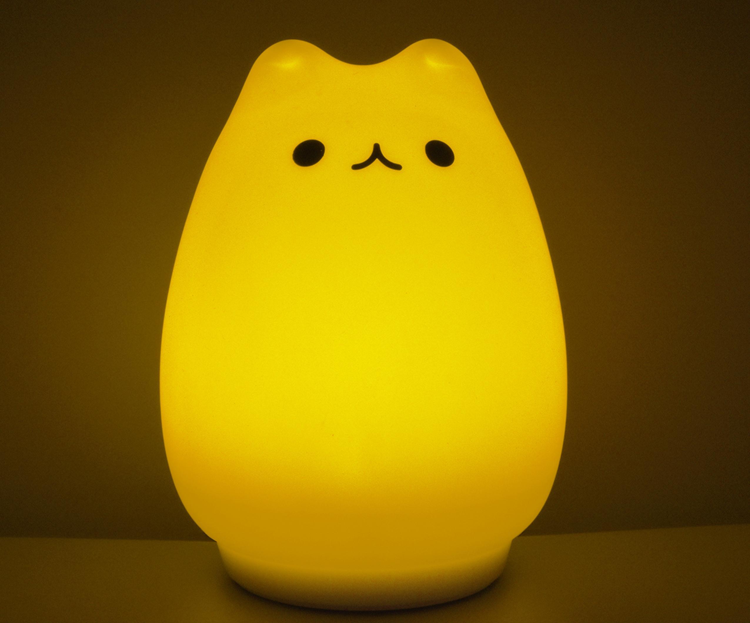 lampada led notturna a forma di gatto colore giallo luce soffusa per cameretta