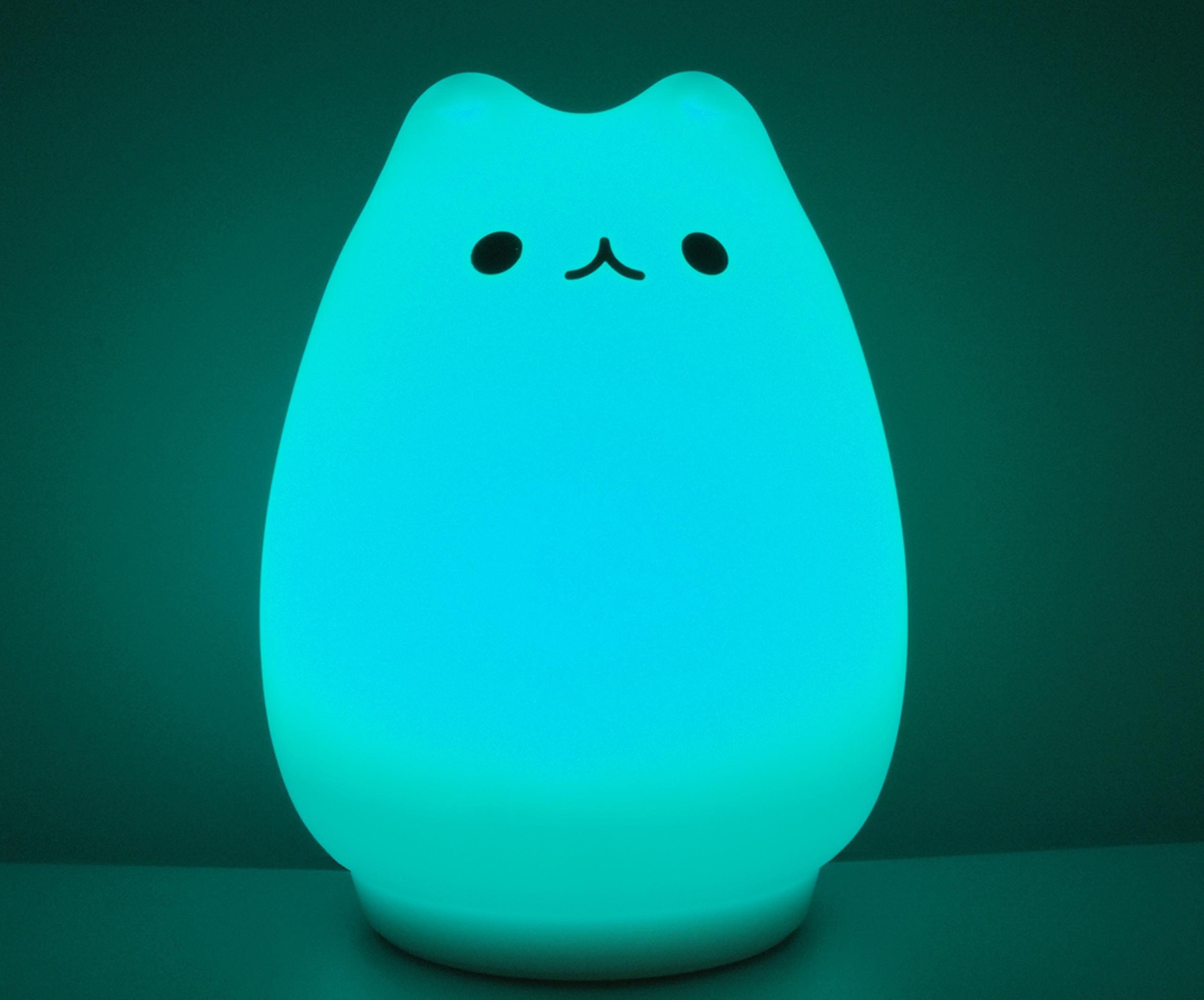lampada led notturna gatto con illuminazione blu verde effetto rilassante