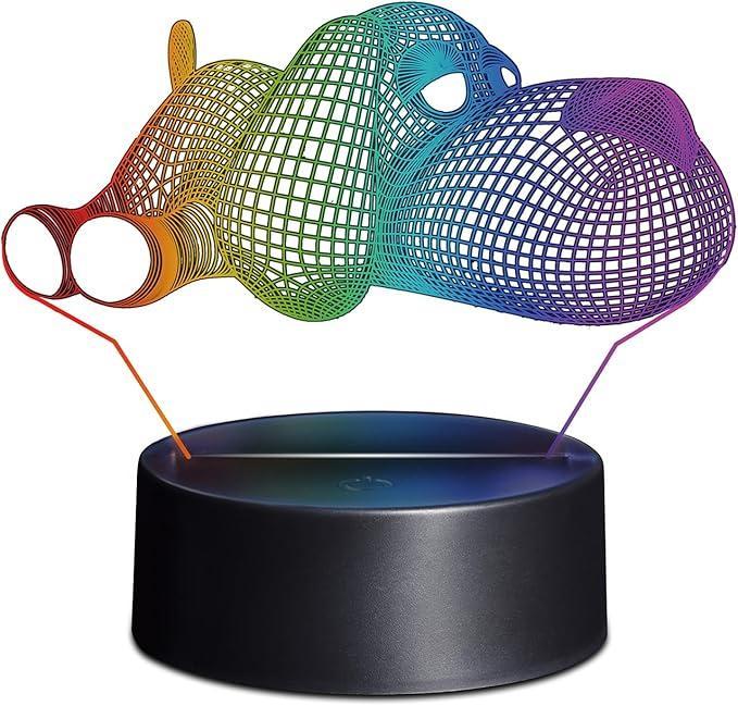 lampada da tavolo 3d led cane accesa luce verde