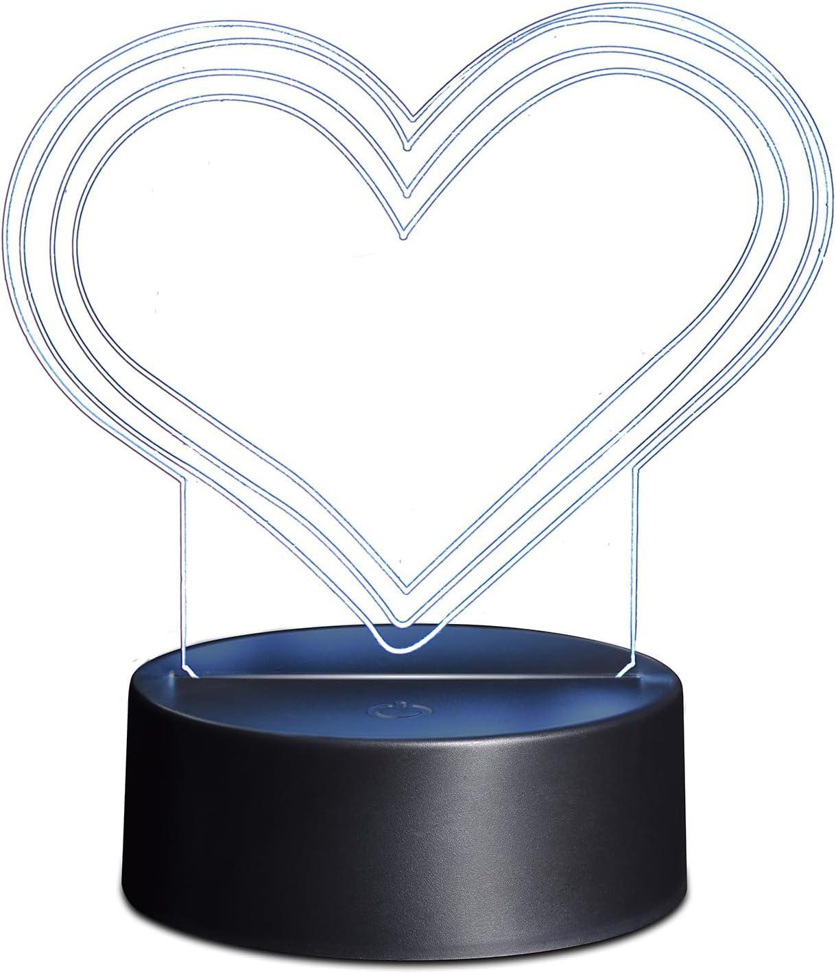 lampada da tavolo led effetto neon cuore base nera