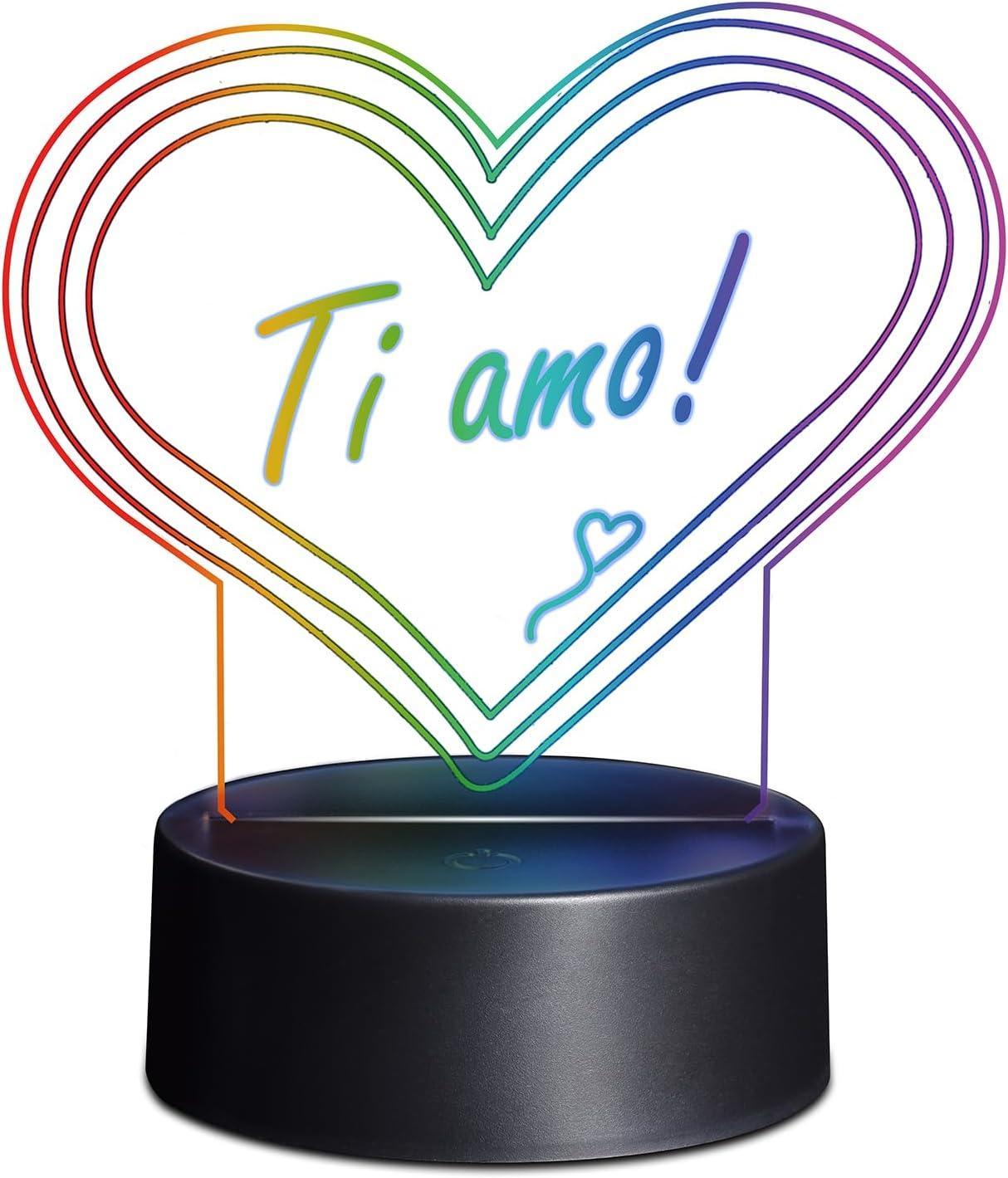 lampada decorativa a cuore con scritta ti amo effetto neon