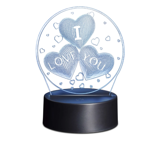 lampada led 3d multicolore in plexiglass incisione love you con base nera
