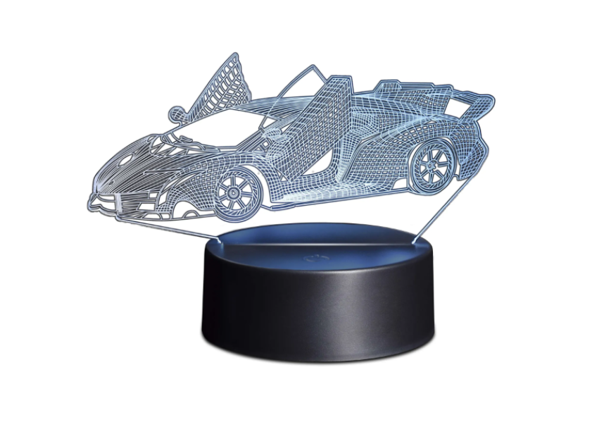 lampada led 3d multicolore in plexiglass trasparente