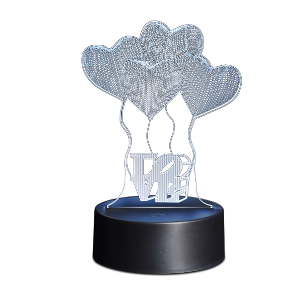 lampada da tavolo led 3d in plexiglass con palloncini