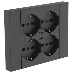 Multipresa muro nera 4 schuko 2 usb c 22117