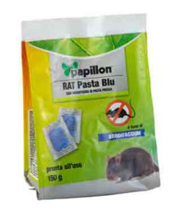 Foto confezione esca rodenticida in pasta blu Papillon 150 grammi pronta allu2019uso