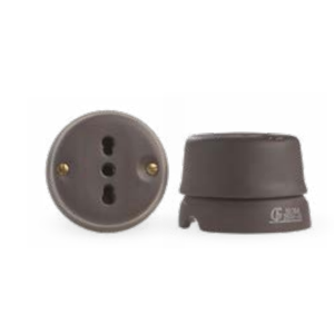 Presa bivalente marrone standard ita ø60mm 10-16a 250v  - ax00200
