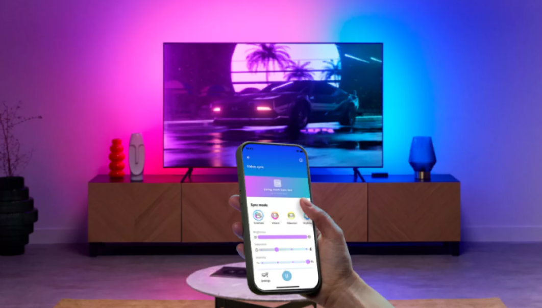 wiz sync box hdmi wiz  con striscia led per retroilluminazione tv 55
