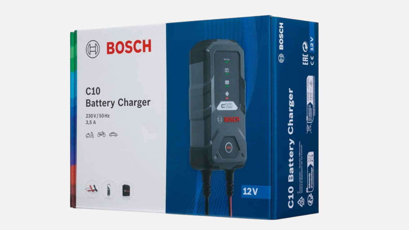 Caricabatterie automatico 12V Lubex confezione frontale vista dettagli principali