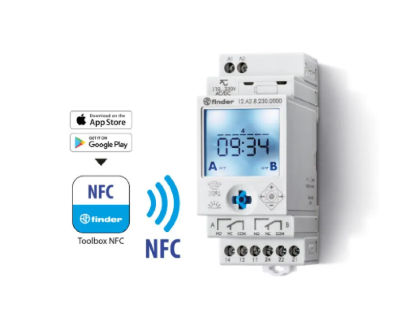 Timer Settimanale Finder Digitale 7 Giorni 2 Relu00e8 SPDT 16u202fA NFC/Joysticks - 12A282300000 01