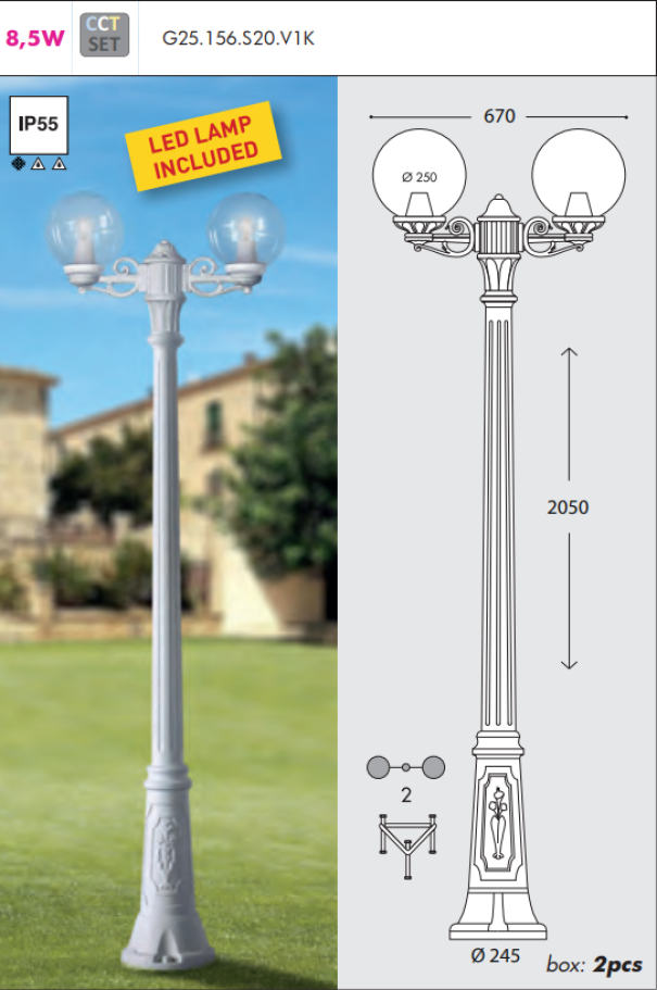 palo illuminazione esterno doppio globo bianco ip55 con led palo illuminazione giardino doppio globo bianco ip55 led incluso
