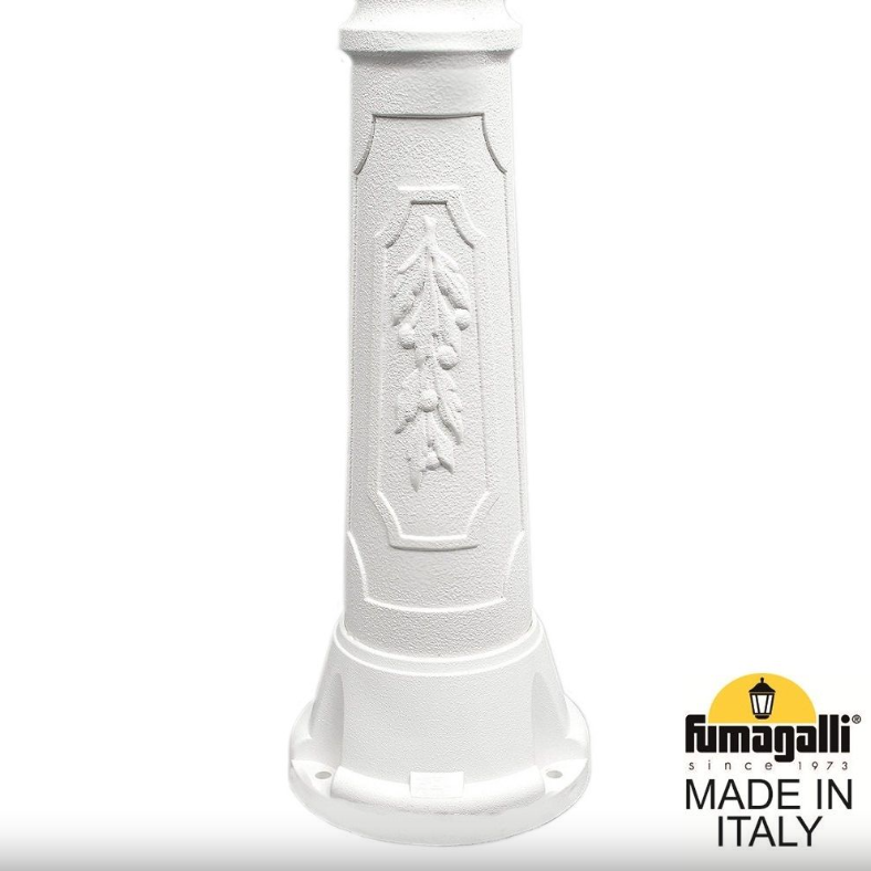 base palo da giardino bianco predisposta per ancoraggio base palo illuminazione esterno bianco con decoro e fori fissaggio