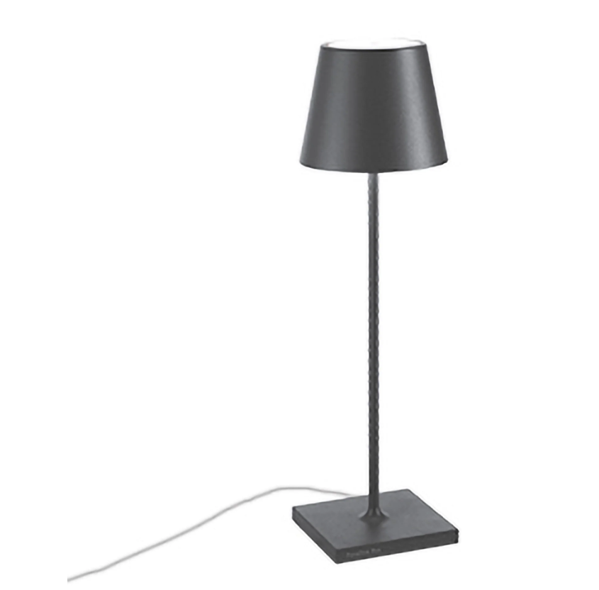 Lampada da Tavolo Zafferano Poldina Grigio scuro 230V con LED Integrato Luce Calda 2200u20132700-3000K - LD0345N3 01