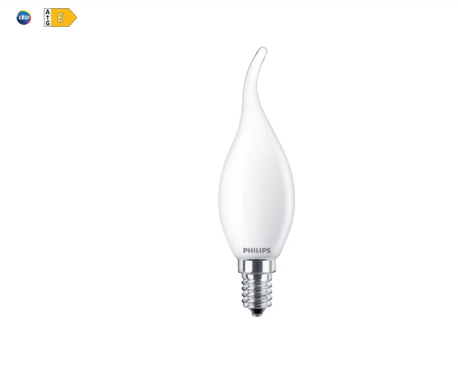 lampadina led candela e14 philips corepro 2.2w vetro bianco caldo