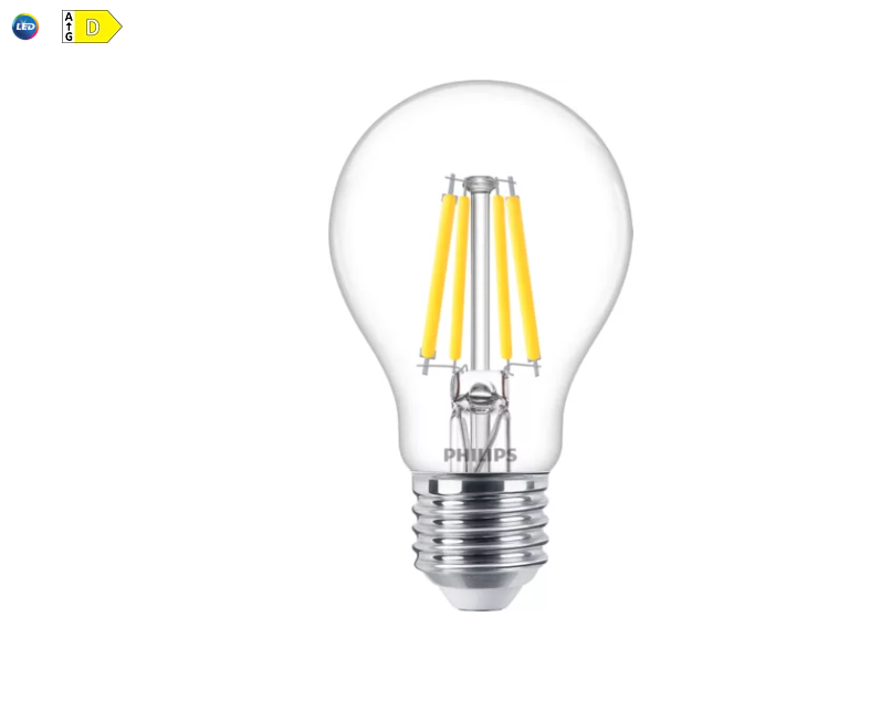 lampadina led e27 filamento vetro chiaro philips luce naturale 4000k