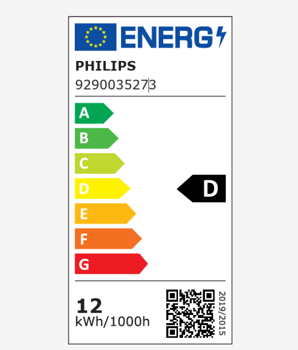 etichetta energetica lampadina led philips classe d consumo 12kwh 1000h