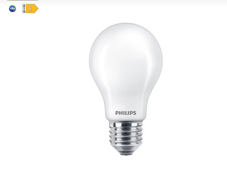 Lampadina LED Philips E27 A60 7W 4000K vetro smerigliato