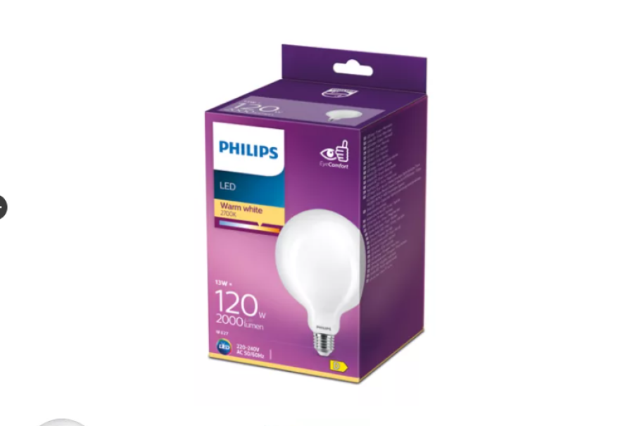Confezione lampadina LED Philips globo E27 120W 2000 lumen luce calda