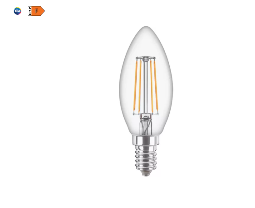 lampadina led candela trasparente attacco e14 filamento design classico
