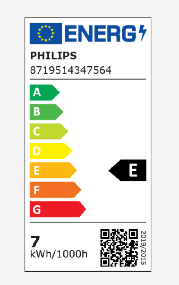 etichetta energetica lampadina led philips 6.5w sfera e14 classe energetica e basso consumo