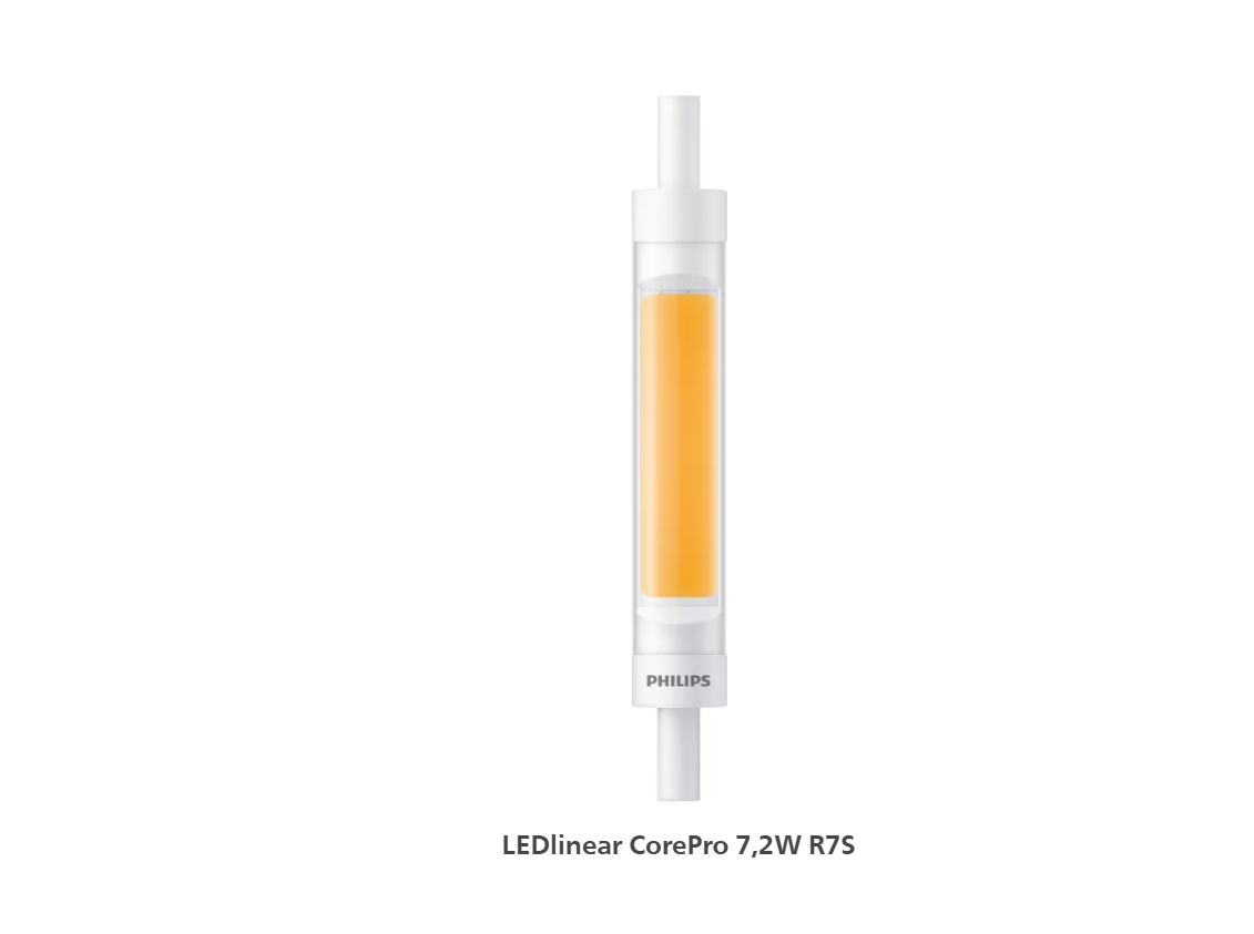 Lampada LED lineare R7S 118mm 7.2W 810 lumen Philips per sostituzione lampade alogene