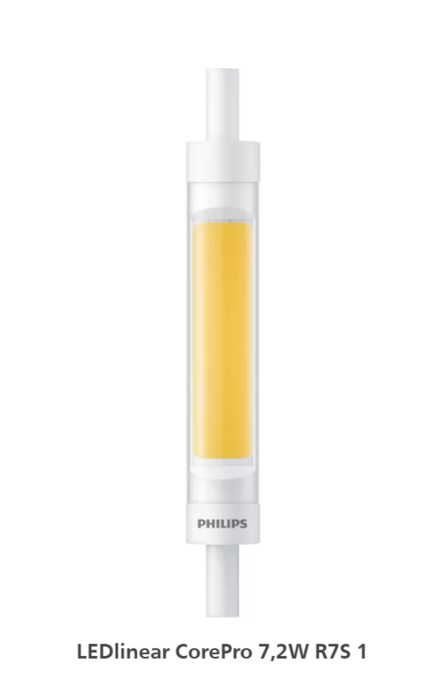 lampadina led lineare r7s 118mm 7.2w philips luce neutra a risparmio energetico