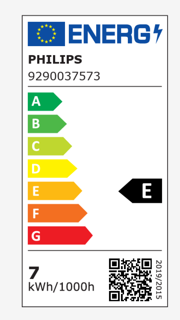 Etichetta energetica lampada LED PLC Philips classe E consumi energetici
