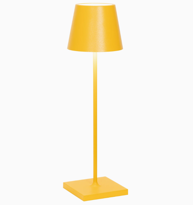 Lampada da Tavolo Zafferano Poldina Ricaricabile Dimmerabile Ocra con Luce Calda 2200u20132700u20133000K - LD0340H3 01
