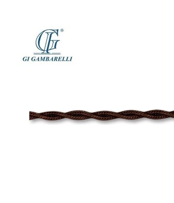 Cavo treccia seta marrone 3x0,75mm2 da 10 metri per illuminazione Gambarelli